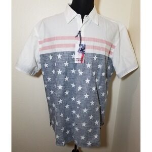 Free Planet Mens 2X Red White Blue American Flag Short Sleeve Patriotic Shirt